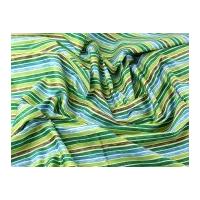 Colourful Stripes Print Cotton Poplin Dress Fabric Green