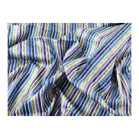 Colourful Stripes Print Cotton Poplin Dress Fabric Blue