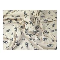 contemporary christmas reindeer print cotton calico fabric grey on nat ...