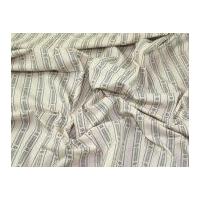 contemporary floral stripe print cotton calico fabric soft grey on nat ...