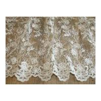 Corded & Embroidered Scalloped Edge Couture Bridal Lace Fabric Ivory