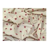 contemporary hearts print cotton calico fabric red on natural