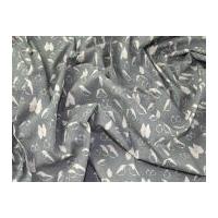 Contemporary Penguin Print Cotton Calico Fabric Natural on Soft Grey