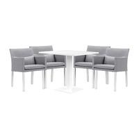 Cozy Bay Verona Aluminium and Fabric 4 Seater Dining Set in White and Grey