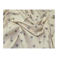 contemporary hearts print cotton calico fabric grey on natural