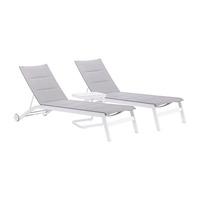 Cozy Bay Verona Aluminium and Textilene 2 Seater Sun Lounger Set in White and Grey