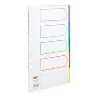 Concord Plastic Subject Dividers Polypropylene 120 Micron Europunched 5-Part A4 Assorted Ref 06801