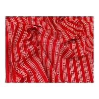 Contemporary Floral Stripe Print Cotton Calico Fabric Natural on Red