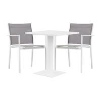 cozy bay verona aluminium and textilene 2 seater dining set in white a ...