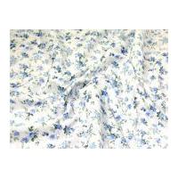 Corsage Pretty Floral Print Tufted Cotton Dress Fabric Blue on White