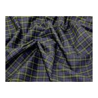 Cotton Tartan Check Dress Fabric Navy/Bottle/Black/Yellow