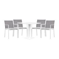cozy bay verona aluminium and textilene 4 seater dining set in white a ...
