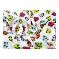 Colourful Ladybird Print Cotton Poplin Dress Fabric Ivory