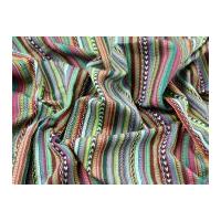 Colour Woven Indian Stripe Cotton Dress Fabric Turquoise Multi