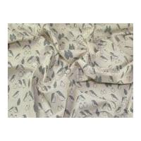 Contemporary Penguin Print Cotton Calico Fabric Soft Grey on Natural