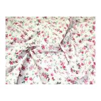 Corsage Pretty Floral Print Tufted Cotton Dress Fabric Pink on White