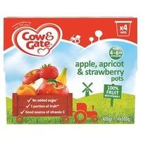 Cow & Gate Fruit Pots Apple, Apricot, Strawberry 4x 100g