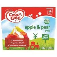 Cow & Gate Fruit Pots Apple & Pear 100% Fruit 4x 100g