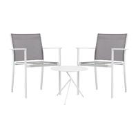 Cozy Bay Verona Aluminium and Textilene Tea Set for Two in White and Grey