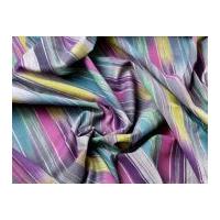 Colour Woven Ikat Stripe Cotton Dress Fabric Purple Multi