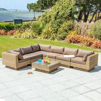 Cozy Bay Chicago Rattan 6 Seater Deluxe Modular Lounge Set in 4 Seasons