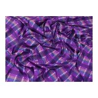 Colourful Check Print Stretch Jersey Knit Dress Fabric Purple