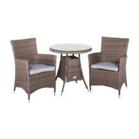 Cozy Bay Hawaii Rattan Tea Set for Two Low Back Chairs in Onyx Cocoa