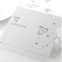 Contemporary Hearts Wedding Guest Book - White