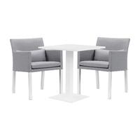 Cozy Bay Verona Aluminium and Fabric 2 Seater Dining Set in White and Grey