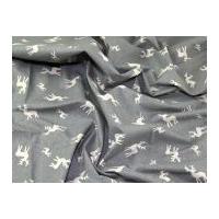 Contemporary Christmas Reindeer Print Cotton Calico Fabric Natural on Soft Grey