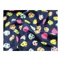 Colourful Ladybird Print Cotton Poplin Dress Fabric Navy Blue