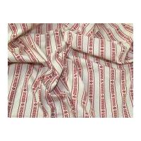 Contemporary Floral Stripe Print Cotton Calico Fabric Red on Natural