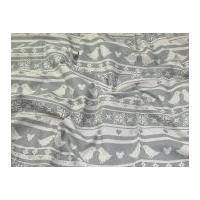 Contemporary Christmas Cross Stitch Print Cotton Calico Fabric Natural on Soft Grey