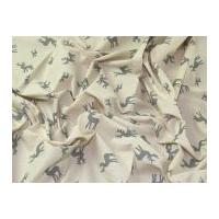 Contemporary Christmas Reindeer Print Cotton Calico Fabric Soft Grey on Natural