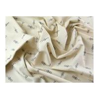 Comptemporary Canvas Collection Leaf Linen Look Fabric Grey on Natural Seeded