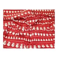 Contemporary Christmas Stripe Print Cotton Calico Fabric Natural on Red