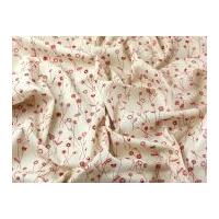 Comptemporary Canvas Collection Floral Linen Look Fabric Red on Natural Seeded