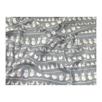 Contemporary Christmas Stripe Print Cotton Calico Fabric Natural on Soft Grey
