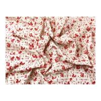 Comptemporary Canvas Collection Squirrels Linen Look Fabric Red on Natural Seeded