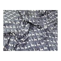 Contemporary Christmas Reindeer Print Cotton Calico Fabric Natural on Grey