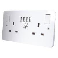 Connekt Gear USB Charging Wall Sockets 4 USB 4.8Amp combined 27-3048