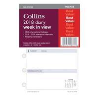 Collins KT3700 2018 Pocket Diary Refill Week to View Ref KT3700-18