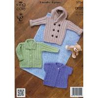 Coat with Hood, Jacket with Pockets and Lacy Cardigan in King Cole Comfort Aran (3724)