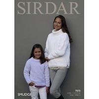 cowl neck and round neck sweater in sirdar smudge 7870