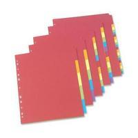 Concord Bright Subject Dividers Europunched 12-Part A4 Assorted Ref