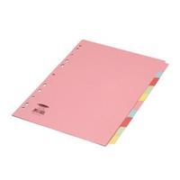 concord subject dividers 160gsm 10 part a4 5 colours pack 25 72099j20