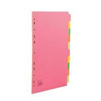 Concord Fluorescent A4 Punched 4 Holes Subject Dividers 180gsm10-Part