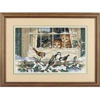 counted cross stitch three bird watchers by dimensions 375070