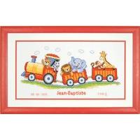 Counted Cross Stitch Kit Birth Rec Animal Train by Vervaco 375156