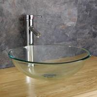 Counter Mounted Ferrara 35cm Clear Glass Circular Hand Basin
